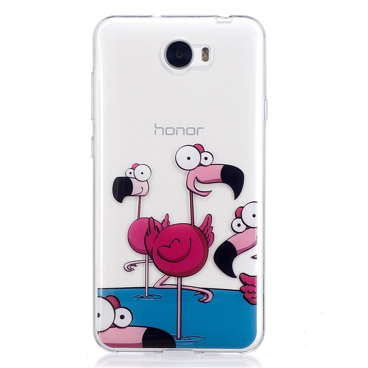 For Huawei Y5II/Y5 II/Honor 5 Pattern Printing IMD Soft TPU Back Shell - Cartoon Flamingo-2