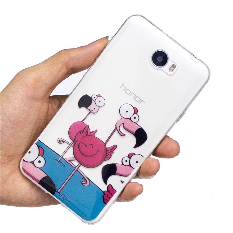 For Huawei Y5II/Y5 II/Honor 5 Pattern Printing IMD Soft TPU Back Shell - Cartoon Flamingo-6