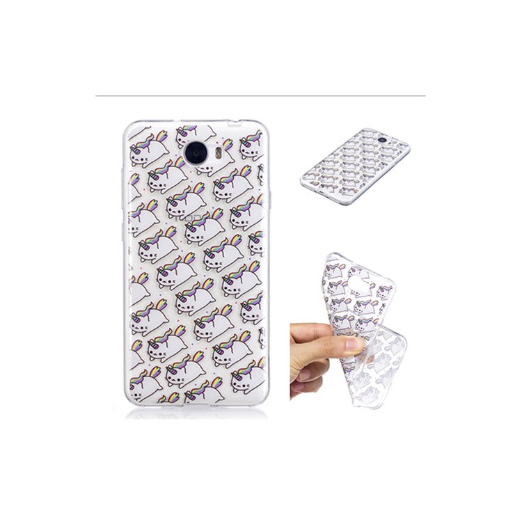 For Huawei Y5II/Y5 II/Honor 5 Pattern Printing IMD Flexible TPU Mobile Cover - Cute Unicorns-1