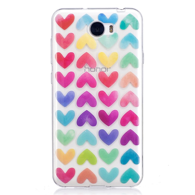 For Huawei Y5II/Y5 II/Honor 5 Pattern Printing IMD Soft TPU Case Accessory - Colorful Hearts-2