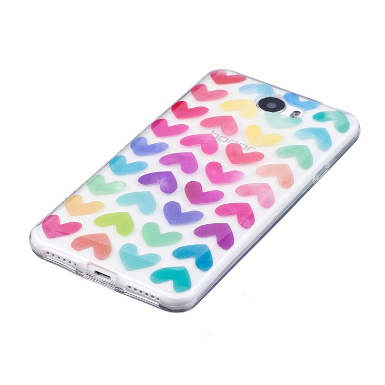 For Huawei Y5II/Y5 II/Honor 5 Pattern Printing IMD Soft TPU Case Accessory - Colorful Hearts-3