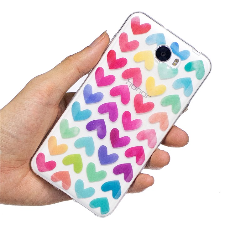 For Huawei Y5II/Y5 II/Honor 5 Pattern Printing IMD Soft TPU Case Accessory - Colorful Hearts-6