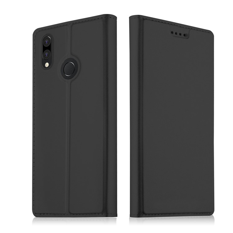 Auto-absorbed Leather Card Holder Case with Stand for Huawei P20 Lite - Black-1
