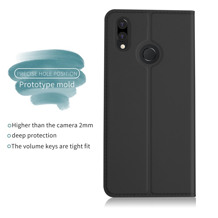 Auto-absorbed Leather Card Holder Case with Stand for Huawei P20 Lite - Black-3
