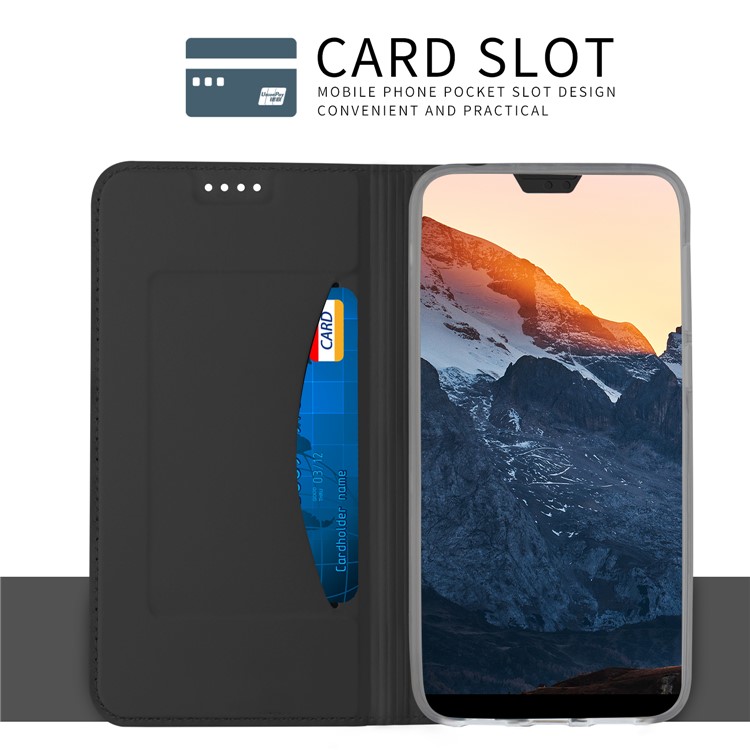 Auto-absorbed Leather Card Holder Case with Stand for Huawei P20 Lite - Black-7