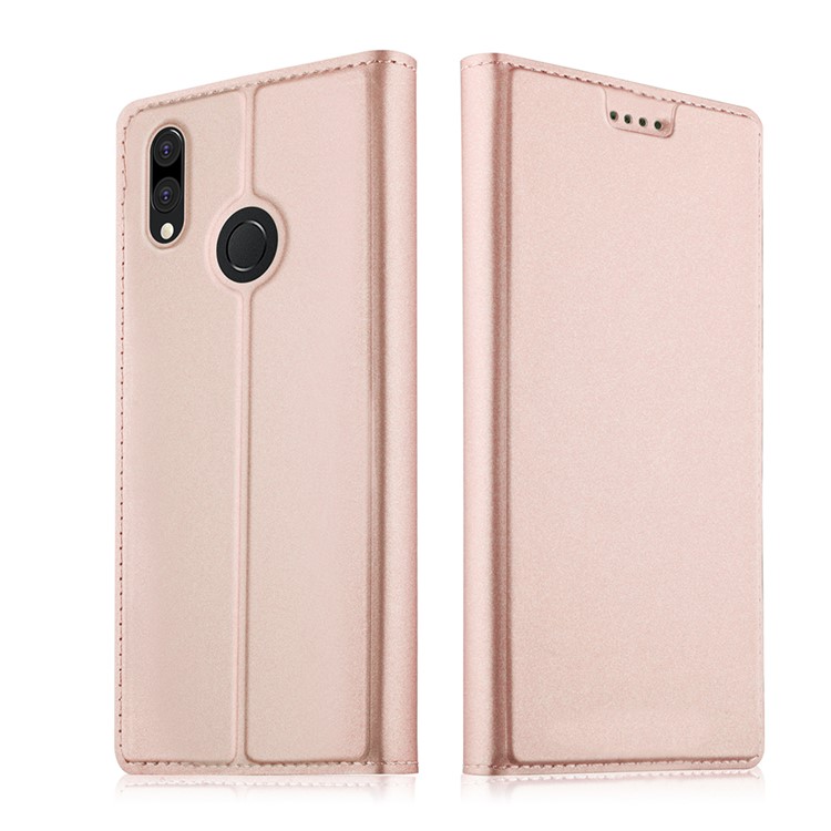 Auto-absorbed Leather Card Holder Shell with Stand for Huawei P20 Lite / Nova 3e - Rose Gold-1
