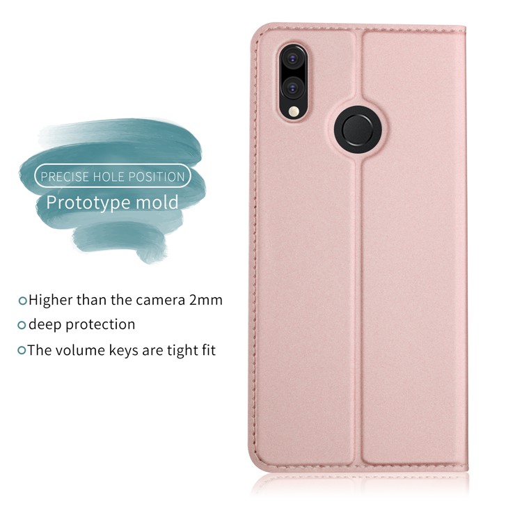 Auto-absorbed Leather Card Holder Shell with Stand for Huawei P20 Lite / Nova 3e - Rose Gold-3