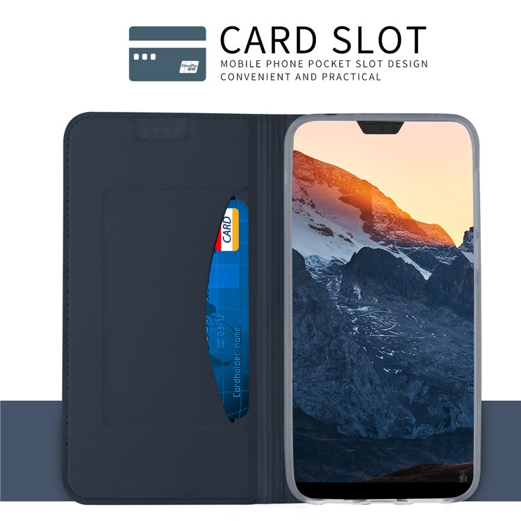 Auto-absorbed PU Leather Card Holder Case with Stand for Huawei P20 Lite / Nova 3e - Dark Blue-7