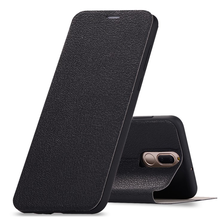 Litchi Skin Leather Stand Case with Card Slot for Huawei Mate 10 Lite / Maimang 6 / nova 2i / Honor 9i (India) - Black-1