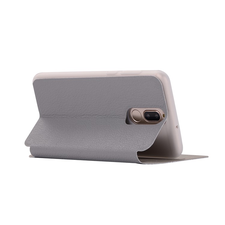 Litchi Skin Leather Stand Shell with Card Slot for Huawei Mate 10 Lite / Maimang 6 / nova 2i / Honor 9i (India) - Grey-6