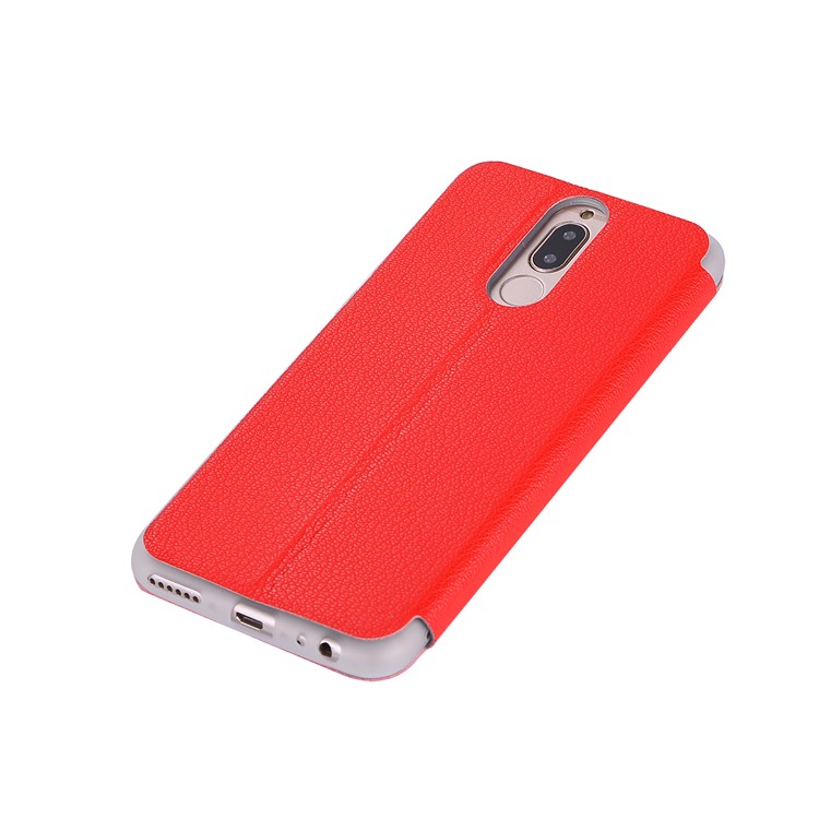 Litchi Skin PU Leather Stand Case with Card Slot for Huawei Mate 10 Lite / Maimang 6 / nova 2i / Honor 9i (India) - Red-10