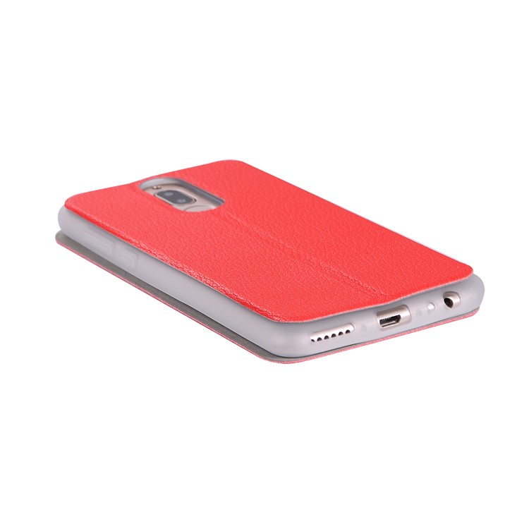 Litchi Skin PU Leather Stand Case with Card Slot for Huawei Mate 10 Lite / Maimang 6 / nova 2i / Honor 9i (India) - Red-12