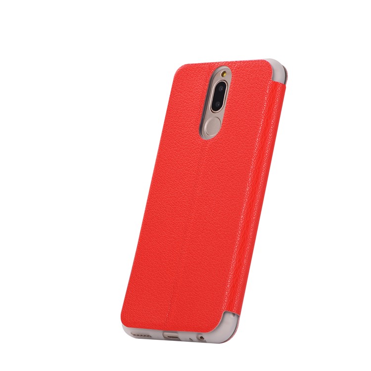 Litchi Skin PU Leather Stand Case with Card Slot for Huawei Mate 10 Lite / Maimang 6 / nova 2i / Honor 9i (India) - Red-5