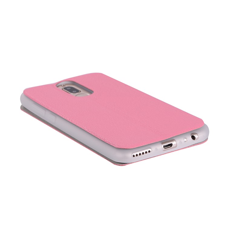 Litchi Skin Leather Card Holder Case with Stand for Huawei Mate 10 Lite / Maimang 6 / nova 2i / Honor 9i (India) - Rose-12