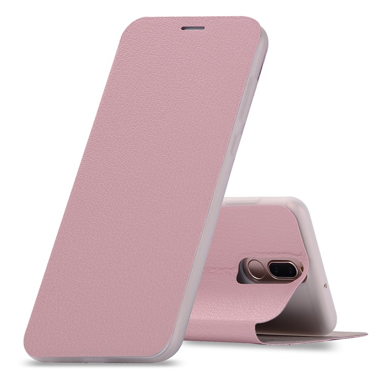 Litchi Skin Leather Card Holder Cover with Stand for Huawei Mate 10 Lite / Maimang 6 / nova 2i / Honor 9i (India) - Pink-1