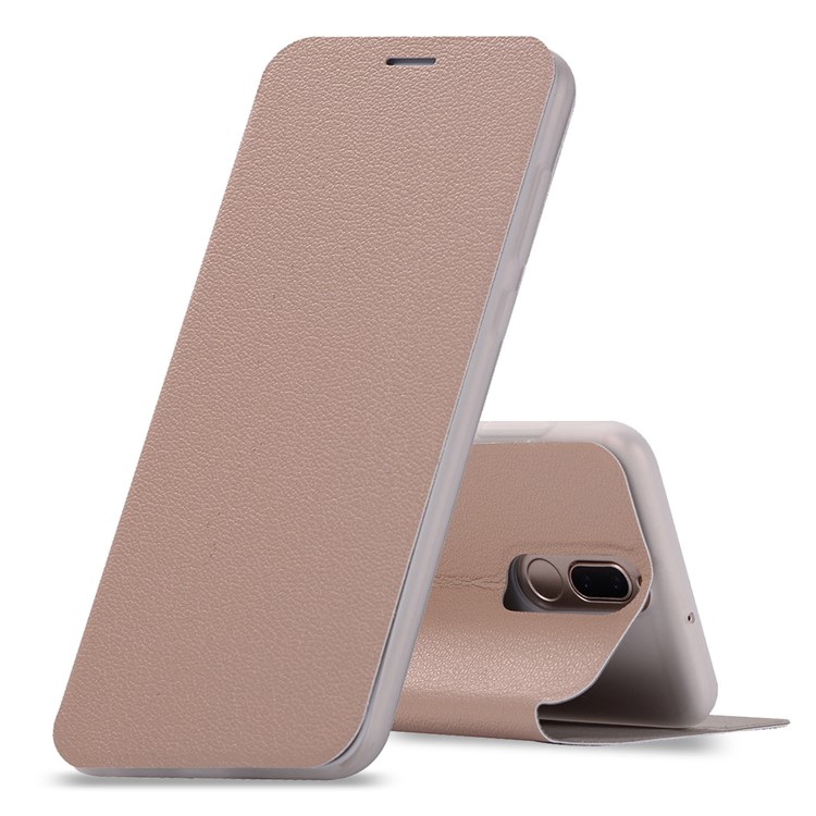 Litchi Skin Phone Leather Stand Case with Card Slot for Huawei Mate 10 Lite / Maimang 6 / nova 2i / Honor 9i (India) - Gold-1