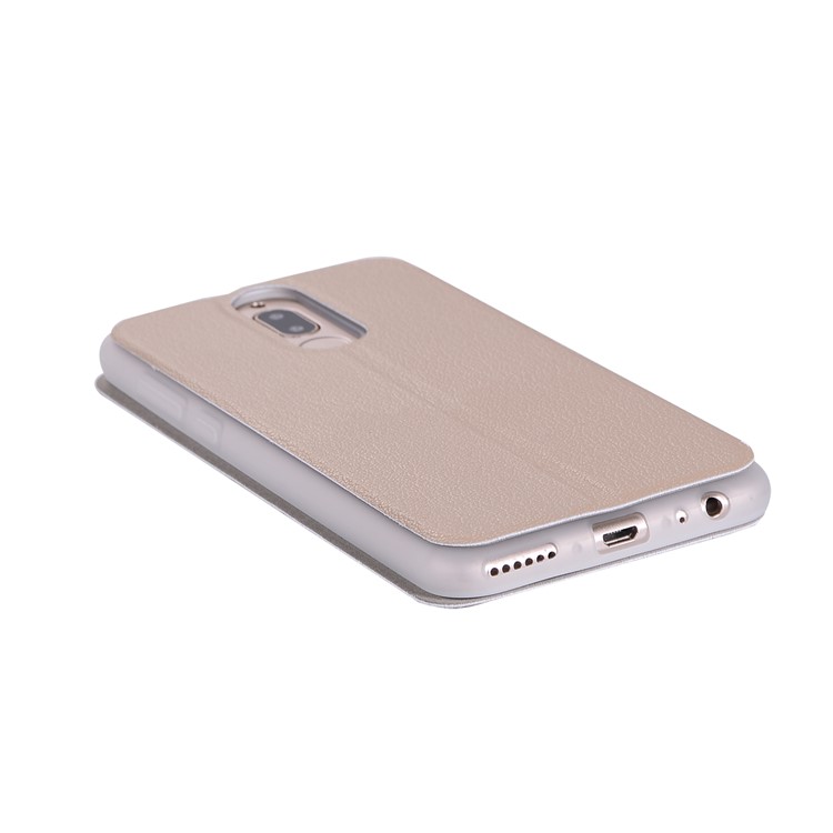 Litchi Skin Phone Leather Stand Case with Card Slot for Huawei Mate 10 Lite / Maimang 6 / nova 2i / Honor 9i (India) - Gold-12