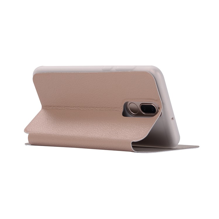 Litchi Skin Phone Leather Stand Case with Card Slot for Huawei Mate 10 Lite / Maimang 6 / nova 2i / Honor 9i (India) - Gold-6