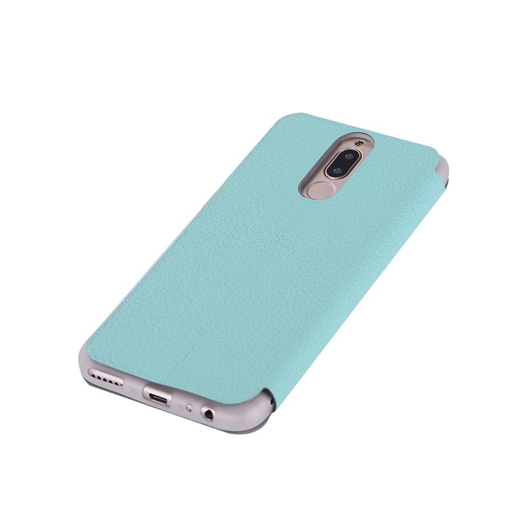 Litchi Skin Leather Flip Case with Card Slot for Huawei Mate 10 Lite / Maimang 6 / nova 2i / Honor 9i (India) - Cyan-10