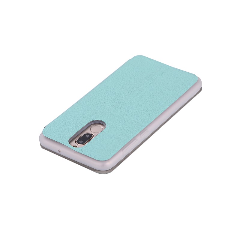 Litchi Skin Leather Flip Case with Card Slot for Huawei Mate 10 Lite / Maimang 6 / nova 2i / Honor 9i (India) - Cyan-12