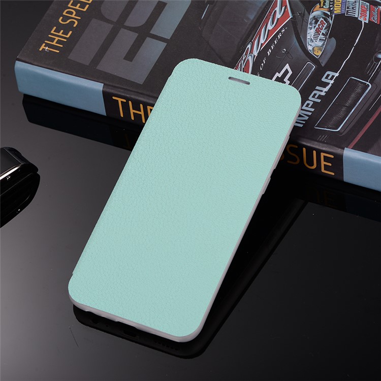 Litchi Skin Leather Flip Case with Card Slot for Huawei Mate 10 Lite / Maimang 6 / nova 2i / Honor 9i (India) - Cyan-2