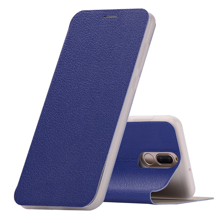 Litchi Skin Leather Stand Case Cover with Card Slot for Huawei Mate 10 Lite / Maimang 6 / nova 2i / Honor 9i (India) - Dark Blue-1
