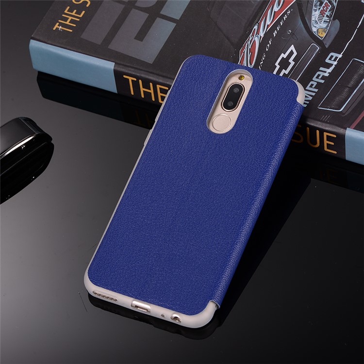 Litchi Skin Leather Stand Case Cover with Card Slot for Huawei Mate 10 Lite / Maimang 6 / nova 2i / Honor 9i (India) - Dark Blue-3
