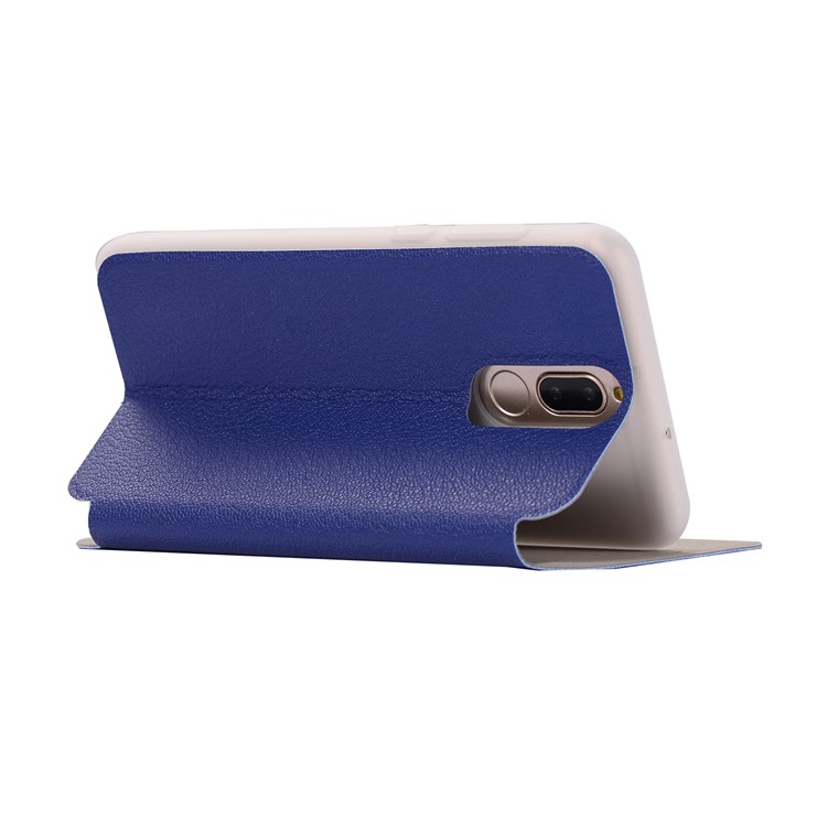 Litchi Skin Leather Stand Case Cover with Card Slot for Huawei Mate 10 Lite / Maimang 6 / nova 2i / Honor 9i (India) - Dark Blue-6
