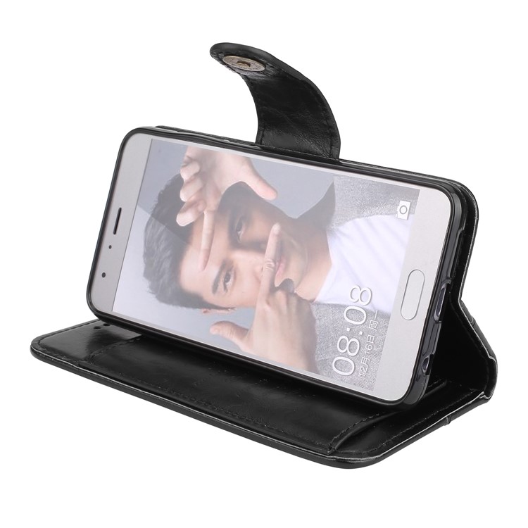 Oil Wax PU Leather Wallet Flip Stand Mobile Phone Cover for Huawei Honor 9 - Black-6