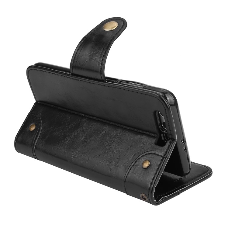 Oil Wax PU Leather Wallet Flip Stand Mobile Phone Cover for Huawei Honor 9 - Black-7