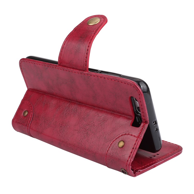 Oil Wax PU Leather Wallet Flip Stand Mobile Phone Case for Huawei Honor 9 - Red-7