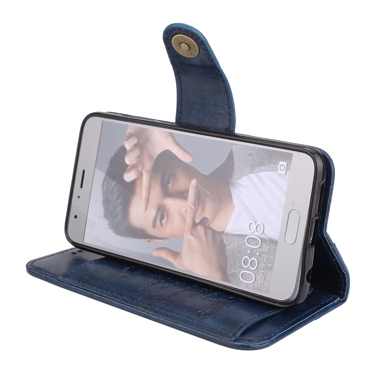 Oil Wax PU Leather Wallet Flip Stand Mobile Phone Shell for Huawei Honor 9 - Blue-6