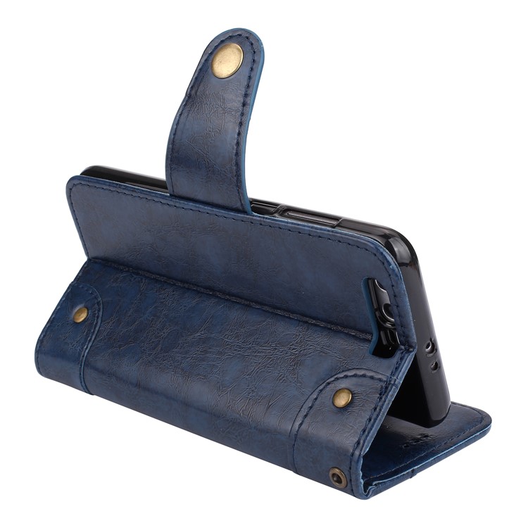 Oil Wax PU Leather Wallet Flip Stand Mobile Phone Shell for Huawei Honor 9 - Blue-7
