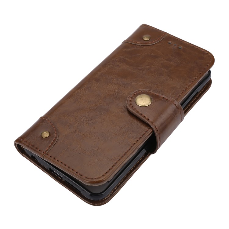 Oil Wax PU Leather Wallet Flip Stand Protective Case for Huawei Honor 9 - Brown-4