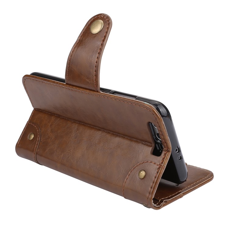 Oil Wax PU Leather Wallet Flip Stand Protective Case for Huawei Honor 9 - Brown-7
