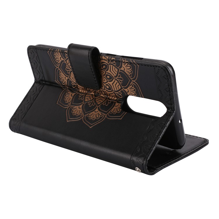 For Huawei Mate 10 Lite / nova 2i / Maimang 6 / Honor 9i (India) Imprinted Mandala Pattern Leather Wallet Mobile Casing - Black-5