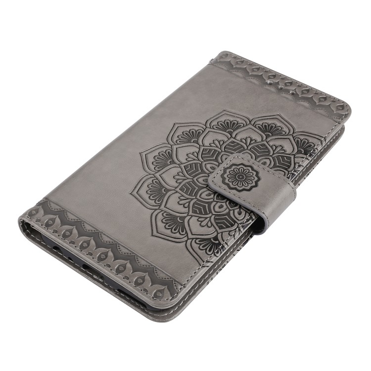 For Huawei Mate 10 Lite / nova 2i / Maimang 6 / Honor 9i (India) Imprinted Mandala Pattern Leather Wallet Mobile Case - Grey-3