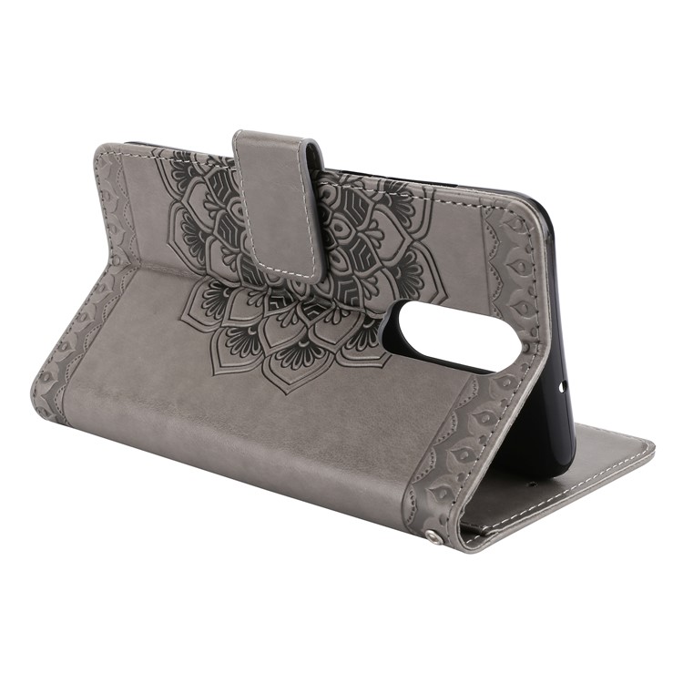 For Huawei Mate 10 Lite / nova 2i / Maimang 6 / Honor 9i (India) Imprinted Mandala Pattern Leather Wallet Mobile Case - Grey-5