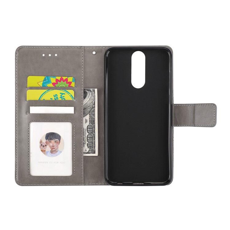 For Huawei Mate 10 Lite / nova 2i / Maimang 6 / Honor 9i (India) Imprinted Mandala Pattern Leather Wallet Mobile Case - Grey-6