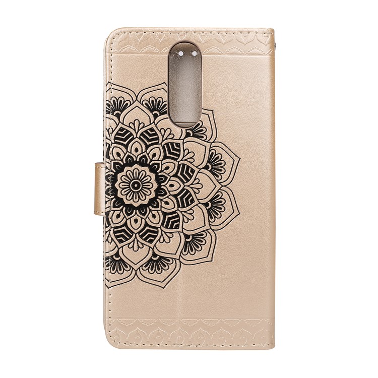 For Huawei Mate 10 Lite / nova 2i / Maimang 6 / Honor 9i (India) Imprinted Mandala Pattern Leather Wallet Mobile Case Cover - Gold-2