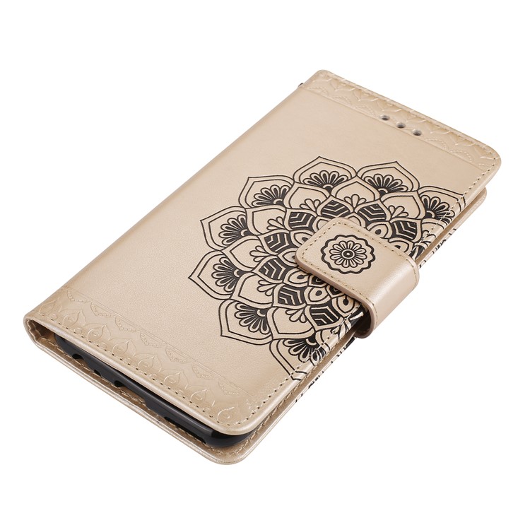 For Huawei Mate 10 Lite / nova 2i / Maimang 6 / Honor 9i (India) Imprinted Mandala Pattern Leather Wallet Mobile Case Cover - Gold-3