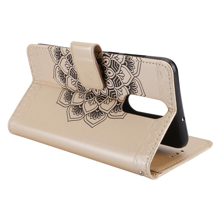 For Huawei Mate 10 Lite / nova 2i / Maimang 6 / Honor 9i (India) Imprinted Mandala Pattern Leather Wallet Mobile Case Cover - Gold-5