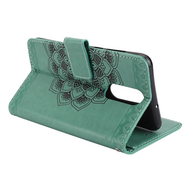 For Huawei Mate 10 Lite / nova 2i / Maimang 6 / Honor 9i (India) Imprinted Mandala Pattern Leather Wallet Mobile Shell - Green-5