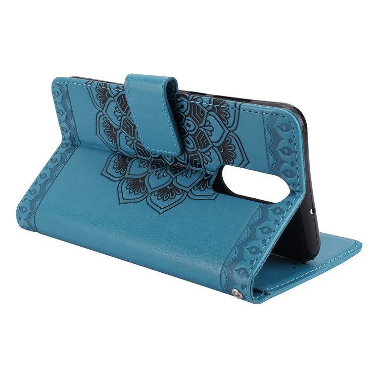 For Huawei Mate 10 Lite / nova 2i / Maimang 6 / Honor 9i (India) Imprinted Mandala Pattern Leather Wallet Mobile Accessory Case - Blue-5