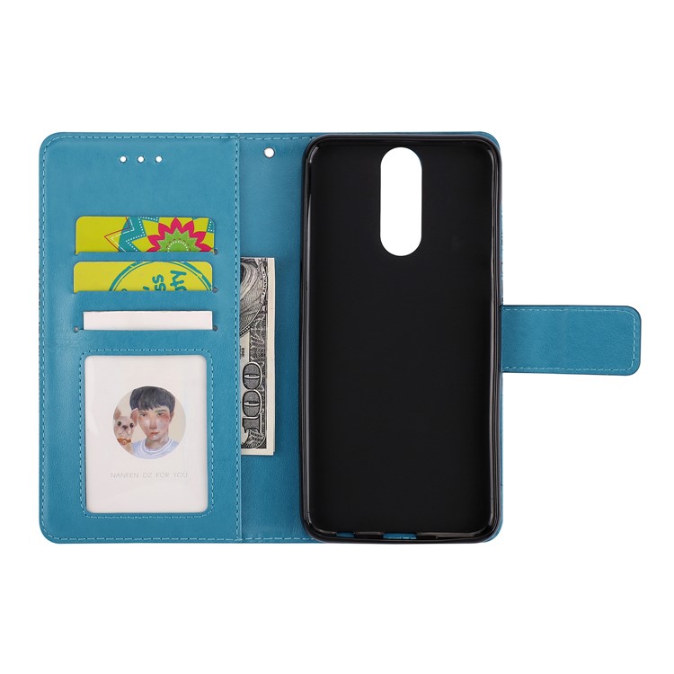 For Huawei Mate 10 Lite / nova 2i / Maimang 6 / Honor 9i (India) Imprinted Mandala Pattern Leather Wallet Mobile Accessory Case - Blue-6