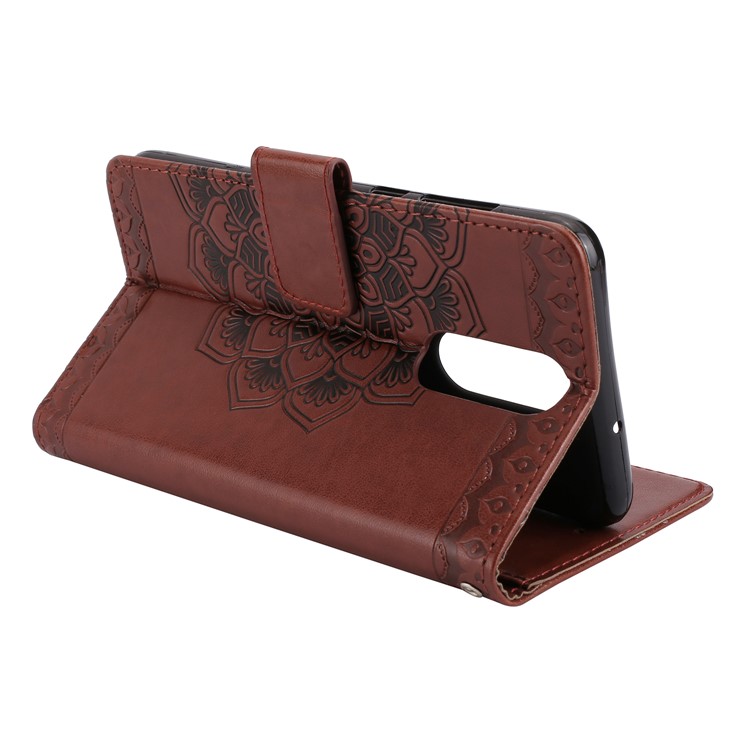 For Huawei Mate 10 Lite / nova 2i / Maimang 6 / Honor 9i (India) Imprinted Mandala Pattern Leather Wallet Mobile Protection Case - Brown-5