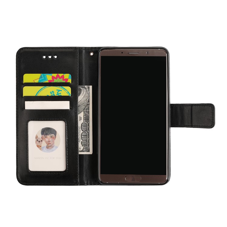 For Huawei Mate 10 Imprinted Mandala Pattern Leather Wallet Mobile Protection Casing - Black-6