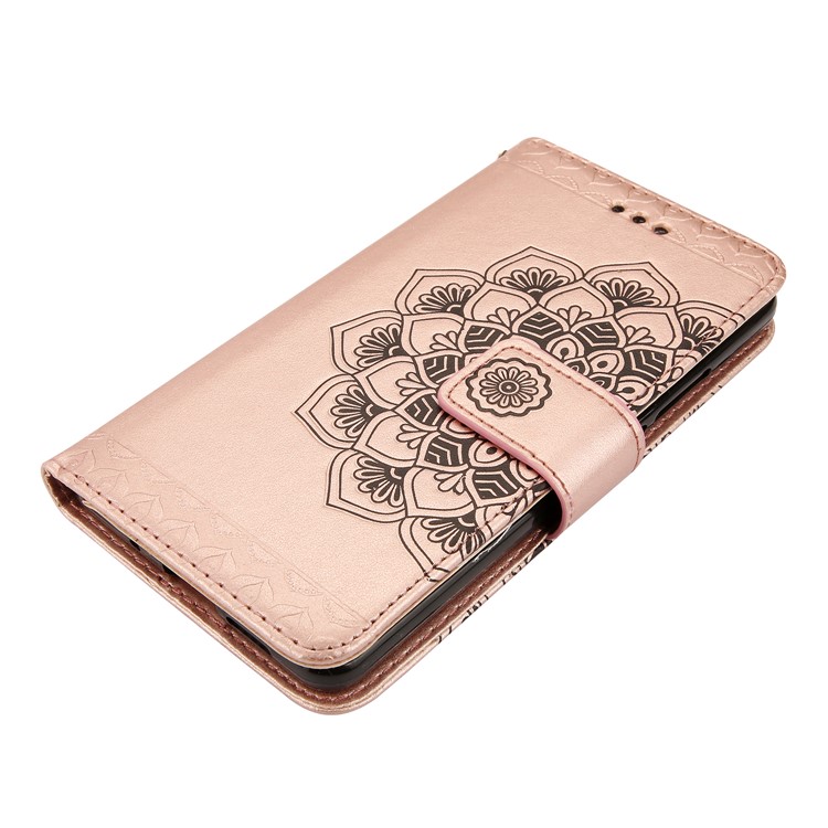 For Huawei Mate 10 Imprinted Mandala Pattern Leather Wallet Mobile Protection Cover - Rose Gold-3