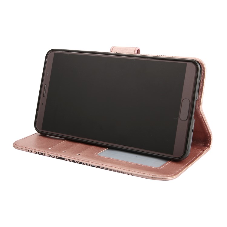 For Huawei Mate 10 Imprinted Mandala Pattern Leather Wallet Mobile Protection Cover - Rose Gold-4