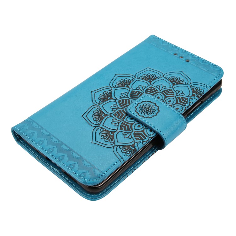 For Huawei Mate 10 Imprinted Mandala Pattern Leather Wallet Mobile Protection Casing Cover - Blue-3